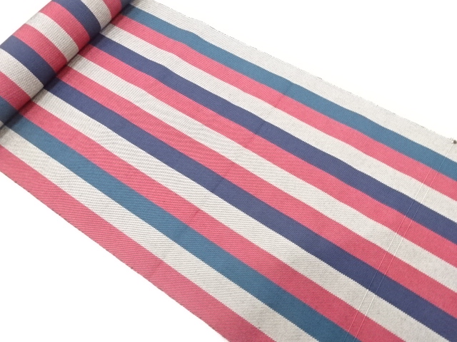 JAPANESE KIMONO / ANTIQUE BOLT FOR HASSUN OBI / WOVEN STRIPE